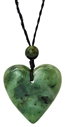 81stgeneration Anhänger Halskette Maori Herz Geschnitzte Nephrit-Jade Grünstein für Herren und Damen