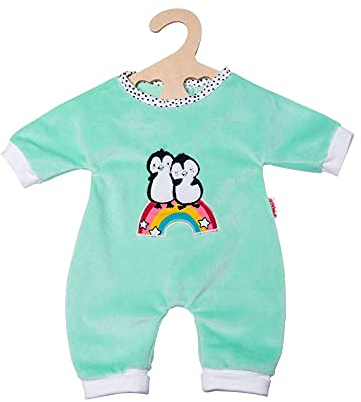 Heless 1181 - Strampler für Puppen im Pinguin Pünktchen Design, aus Softvelours mit hochwertiger Bestickung, Größe 28 - 35 cm