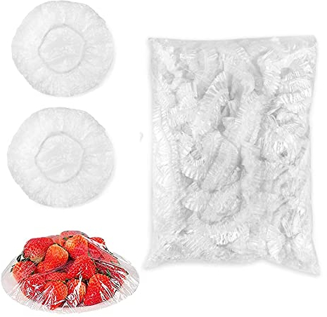 Kunststoff Schüsseln Tassen Abdeckhauben,100pcs Kunststoff Lebensmittel Abdeckung,Lebensmittel Abdeckung Staubschutzhülle Topfhaube für Gemüse Frischeschutz oder für Zuhause, Hotel Duschkappe