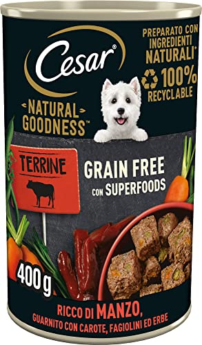 Cesar Natural Goodness Nassfutter für Hunde mit Rind und Gemüse, 6 Dosen à 400 g, insgesamt 2,4 kg