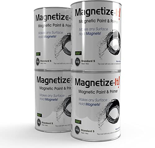 Magnetize-It! Magnetic Paint & Primer (Water Based) - Standard S Yield 16oz - 4 Pack, MISTD-2223 grey