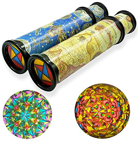 Xeehwb 2 Pack Classic Kaleidoscope Toy,Magic Rotating Kaleidoscope,Stretchable Long World Kaleidoscope,Educational Toy Kaleidoscope for Children Gifts