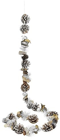 URBNLIVING 150cm Genuine Pinecone Christmas Garland Tree Fireplace Décor Xmas Door Wreath (Natural White)