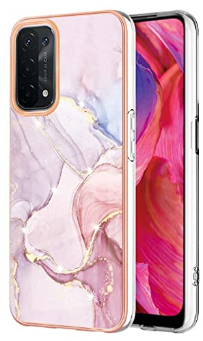 SEAHAI Hülle für Oppo A74 5G / Oppo A54 5G, Bunte Muster Ultra Dünn Glänzend Weich Silikon TPU Stoßfest Handyhülle Cover Flexibel Handytasche Schutzhülle - Roségold