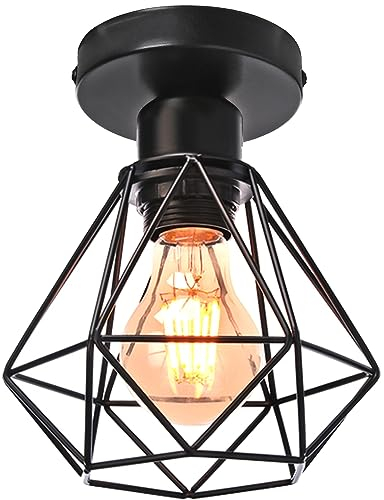 E27 Deckenleuchte Industrial Vintage Metall Sphärische Hängeleuchte Schwarz Lampenschirm Loft Retro Pendelleuchte LED Design Industrial Style (B-1 Stück)