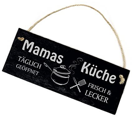 Mamas Küche Schild Türschild aus Schiefer graviert Schiefertafel Küchendeko 22 x 8 cm | Dekolando