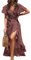 CUPSHE Damen Sommerkleid V Ausschnitt Kurzarm High Low Wickelkleid Rüschensaum Lange Freizeitkleider Strand Maxi Dress Rot XL