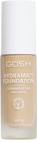 GOSH Foundation mit LSF 15 für helle & dunkle Haut, vegan I Mattierendes Make-up für trockene, sensible & ölige Haut I wisch- und schweißfest, ölfrei I Deckkraft regulierbar, kein Maskeneffekt