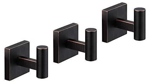 KOKOSIRI Robe Hooks Bathroom Towel Coat Hook for Bath Kitchen Hardware Wall Mounted, 3 Pack Oil Rubbed Bronze Stainless Steel B1013ORB-P3