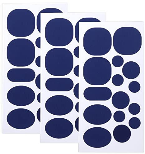 Skystuff 45 Stück Daunenjacke Flicken Nylon Reparaturband selbstklebende Reparatur Patch für Jacke Zelt Oberbekleidung Reparatur, runde und ovale Form, blau