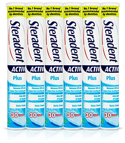 Steradent Active Plus Denture Daily Cleansing 30 Tablets (Pack of 6)