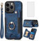 Asuwish Handyhülle für iPhone 11 Pro Max Hülle mit Glas Folie Schutzfolie und Magnetisch Ring Ständer Kartenfach Klappbar Leder Geldbörse Ständer i-Phone 11ProMax i 11max ProMax Handy Hüllen Case Blau