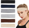 Fhioevt 6 Stück Stirnbänder Damen Haarbänder Elastisches Stirnband Sport Damen Haarband Dünn Stirnbänder rutschfest für Frauen Herren Yoga Gym Fitness Running Headbands (Solid Farbe)