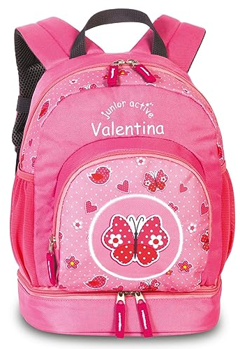 minimutz Kinderrucksack Mädchen mit Schmetterling und Name | Personalisierter Freizeitrucksack Wanderrucksack mit Bodenfach Kinder | Kindergartenrucksack Kita Kitatasche in rosa