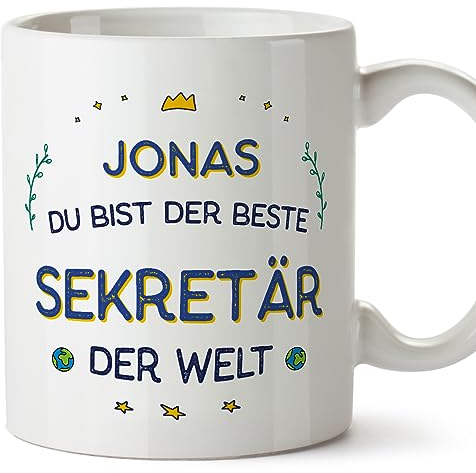 Mugffins Tassen Personalisierten für SEKRETÄR Mann - Auf Deutsch - Beste der Welt - 11 oz / 330 ml - Individuell Anpassbar Geschenk Mitarbeiter