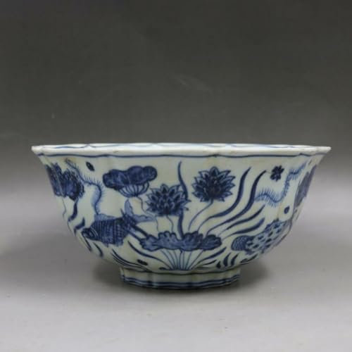 YTDJJWLS Bol en porcelaine chinoise bleu et blanc 22,5 cm motif lotus Ming Xuande
