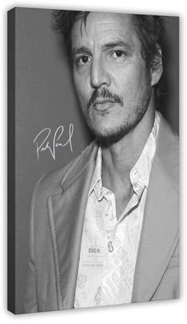 ETOMEY Filmschauspieler -Pedro Pascal Leinwand-Poster, Wandkunst, Dekordruck, Bild Gemälde für Wohnzimmer, Schlafzimmer, Dekoration, Rahmenstil, 40 x 60 cm