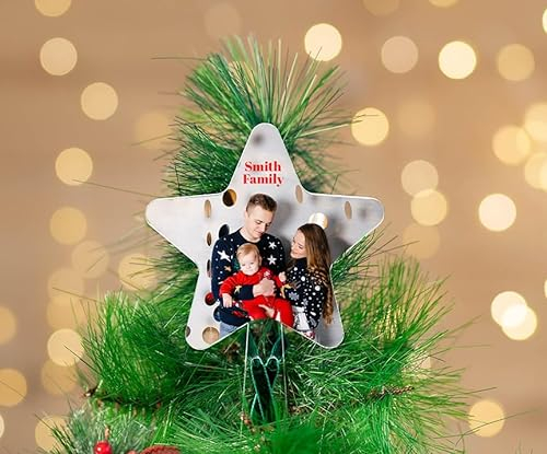 Wanapix | Punta Albero di Natale Personalizzata con Foto | Stella per Cima Albero | Cima per albero (Topper) | Decorazione Natalizia | Plexiglass 11x16 cm | 100% personalizzato