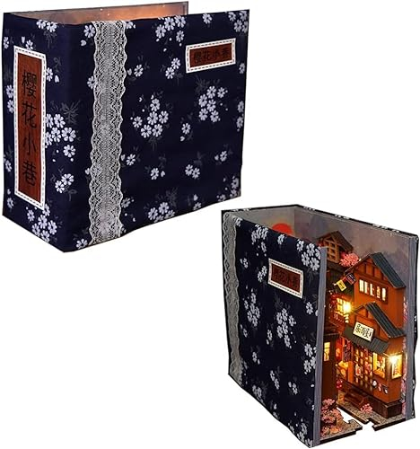 TOPBSFARNY3D Holz Buchständer Puzzle DIY Puppenhaus Holz Buchstützen Buch Nook Modellbau Kit mit LED-Licht für Jugendliche und Erwachsene