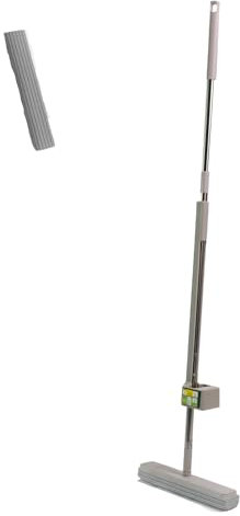 Space Mop 4-in-1: Scopa, Lavapavimenti, Lava e Asciuga Pavimenti - Pulizia Efficiente e Veloce, Adatta a Tutti i Tipi di Pavimenti (Space Mop + Ricambio, Grigio)