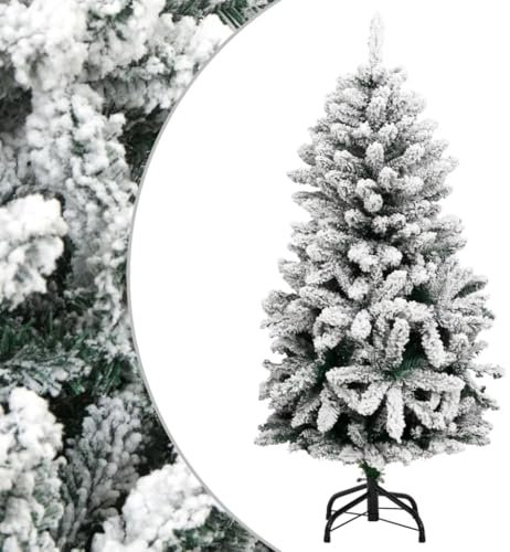 vidaXL Künstlicher Weihnachtsbaum, Klappbar Christbaum mit Metallständer, Beschneit Tannenbaum Kunstbaum mit PVC-Spitzen, Weihnachtsdeko Dekobaum für Innen Außen, 120cm