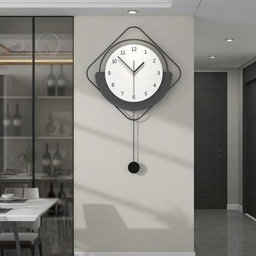 TWFJEL Wanduhr Modern, Nordischer Stil Minimalistisch Wanduhren Groß Metallrahmen + Zifferblatt aus Holz Wanduhr ohne Tickgeräusche Kreativ Art Deco für Wohnzimmer Schlafzimmer Büro Küche, 40 * 62 cm