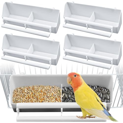 Nizirioo 4 Stück Vögel Futternapf, Futternapf Vogel, Kunststoff Vogelnapf Vogelkäfig, Hängend Vogelfutternapf Zum Halten Von Früchten Gemüse Tintenfisch Knochen Für Vögel Papageien Weiß