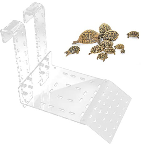 Plateforme Flottante Transparente pour Tortue Aquatique, Rampe d'escalade Réglable, Terrasse de Repos pour Aquarium