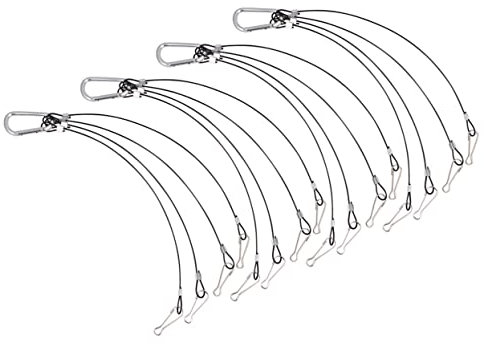 POPETPOP Plant Grow Light Hanging Kit 4pcs Wire Ropes Hooks 1.5mm Thick 400mm Steel Safety for Led Grow Lights and Aquariums