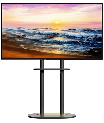 unho Soporte TV de Pie de Base de Efecto Mármol Regulable en Altura Soporte de Suelo para Televisión Universal para de 40-75, VESA 600x400mm, Garga de 40kg, Estilo Morderno (Negro)
