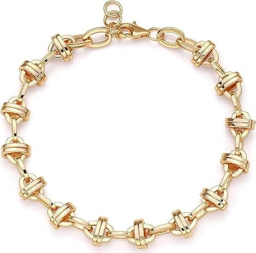 Jenosy 14K Vergoldet Armband Damen Link Zierliches Armband Einfaches Schmuckgeschenk für Frauen