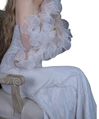 LUCKGONI Braut-Armstulpen für die Braut, aufwändige Volant, lange Armstulpen für Hochzeit, Party, Volantärmel