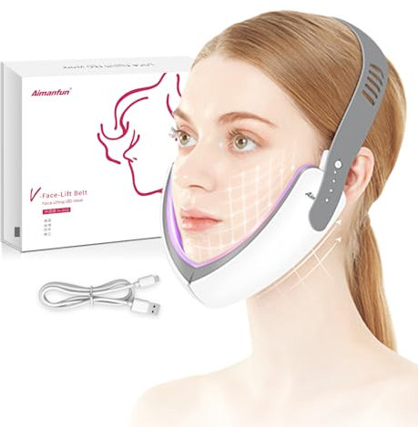 V-Face-Lift Gürtel Gesicht Lifting Led Maske Rotes blaues Licht, Doppelkinn Exerciser mit Fernbedienung einstellbare Gesichtsmassagegerät elektrisch