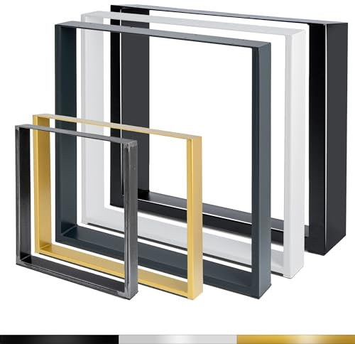 Magnetic Mobel 2 x Tischbeine aus Metall für Schreibtisch Esstisch, Möbelfüße Tischgestell Tischuntergestell Tischkufen (Grau | Profil 8x2 cm, 60x40 cm)