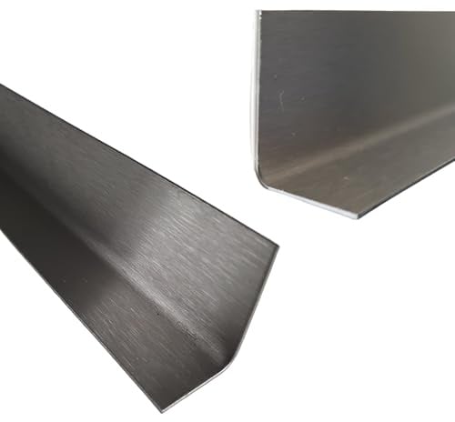 Küchenabschlussleiste Edelstahl - 2m lang - 5x3cm - 0,8mm stark - K240 geschliffen V2A - Abschlussleiste Arbeitsplatte INNEN-WINKEL -200cm 2000mm- Abschlussprofil 50x30mm