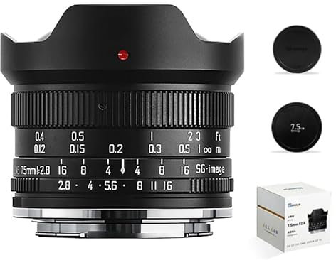 SGimage 7.5 mm F2.8 Lens, Ultra Wide Angle Fisheye Lens for E-Mount Cameras, Lightweight 326 g, Metal Construction, Starry Sky Photography, 170° Field of View
