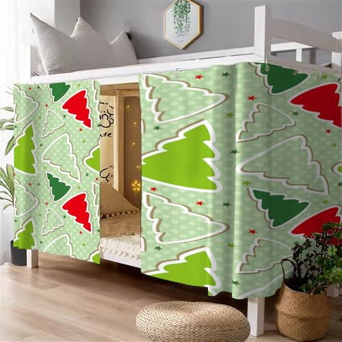 Treer Weihnachten Bettvorhang Hochbett Etagenbett Blackout Vorhänge Staubdicht Betthimmel Hochbett Schlafsaal Bettvorhänge Studentenwohnheim Vorhang (1,2 m x 2 m (3 Stück),Grün)