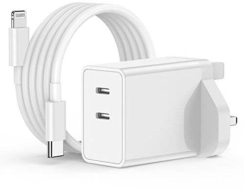 iPhone 14 13 USB C Fast Charger, Dual Port USB C iPhone Wall Charger with 2M Lightning Cable Lead Original,Type C Charging Plug Power Adapter for Apple iPhone 14 Pro Max/13/12 Mini/11/XS/XR/8/7/iPad