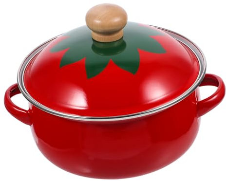 Cabilock Olla de esmalte olla de sopa de estofado ollas grandes para cocinar sartenes antiadherentes sartén antiadherente juego de ollas delicada olla de sopa olla sopera de asas rojo