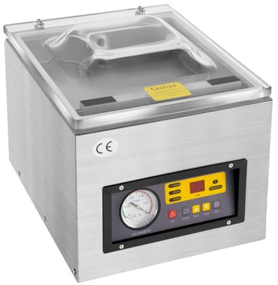 WSIKGHU Profi Vakuumierer Kammervakuumierer aus Edelstahl Vakuumiergerät Vakuummaschine 220V Folienschweißgeräte für Trockene, Feuchte Lebensmittel und Flüssigkeiten, Absaugleistung 5,5 L/S
