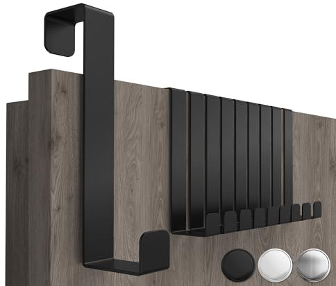 4smile Türhaken zum Einhängen, Fb. Schwarz - 10er-Set Kleiderhaken Tür, einzeln verwendbar - Flexible Haken zum Einhängen, stabile Türhakenleiste, universelle Türgarderobe