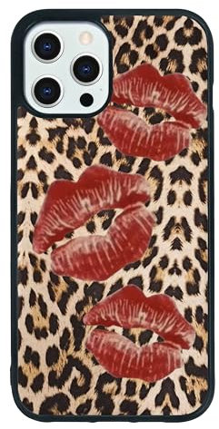qizjio Cheetah Print Phone Case Shockproof Protective Leopard Print Kiss Phone Cover for iPhone 12 Pro Max