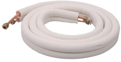 Cpolebev Par de Tubos de Bobina de Aire Acondicionado de 3 Metros, Juego de Cables de Cobre Aislados de 1/4 Pulgadas, Piezas de Aire Acondicionado, Tubo Refrigerante