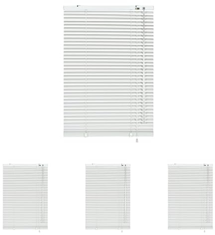 Deco Company Alu-Jalousie ohne Bohren, Zum Klemmen, Inkl. Klemmträgern, Sichtschutz, Lichtschutz, Blendschutz, Aluminium-Jalousie, Weiß, 75 x 130 cm (Packung mit 4)