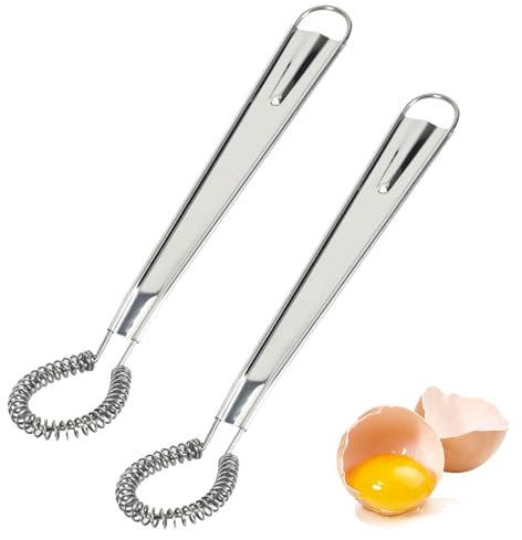 2 Pcs Mini Fouet Cuisine Acier Inoxydable, Petit Fouet Cuisine, Mini Fouet À Spirale, Ustensiles De Cuisine Inox, Mélangeur De Sauce À Main, Pour Mélanger/Fouetter Les Ustensiles De Cuisine