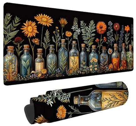 Negro Alfombrilla Ratón Florero Alfombrilla Gaming XXL 1200 x 600mm, Impermeable Mouse Pad con Bordes Cosidos, Tapete Escritorio con Base de Goma Antideslizante para Gaming, PC, Oficina -zzg25054G