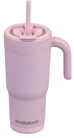 FACKELMANN x Pamela Reif Isoliertrinkbecher – 720 ml, Aus Edelstahl in Pastell Rosa mit Keramikbeschichtung, Doppelwandig isoliert, PFAS-freie Beschichtung, Reinigung per Hand