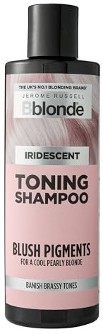 Jerome Russell Bblonde IRIDESCENT Toning Shampoo | 250ml | Blue Pigments | Neutralises Brassiness & Yellow Tones | Sulphate-Free | Soy, Rice Proteins & Jojoba Oil | Vegan