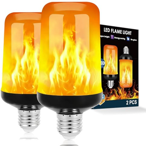 LIAISIMI LED Flammen Glühbirne, 4W E27 Flammeneffekt Glühbirnen, 4 Beleuchtungsmodi, 1400K Realistisches Flackerndes Licht, für Weihnachten Halloween Party Innen & Außenbereich (Schwarz, 2 Stück)