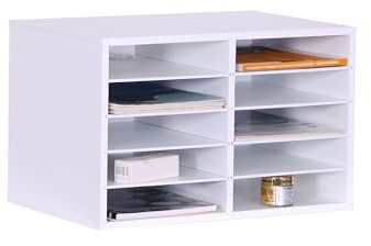 Relaxdays Dokumentenablage Bambus, DIN A4, 10 Fächer, Büro, HxBxT: 31 x 49 x 31 cm, Schreibtisch Organizer, Farbwahl